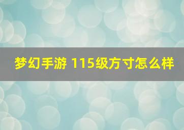 梦幻手游 115级方寸怎么样