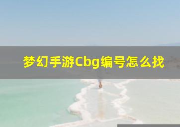 梦幻手游Cbg编号怎么找