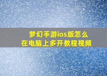 梦幻手游ios版怎么在电脑上多开教程视频