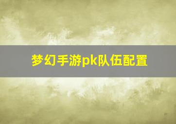 梦幻手游pk队伍配置