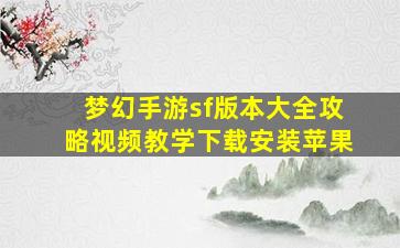 梦幻手游sf版本大全攻略视频教学下载安装苹果