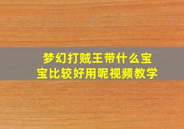 梦幻打贼王带什么宝宝比较好用呢视频教学