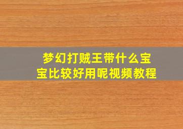 梦幻打贼王带什么宝宝比较好用呢视频教程