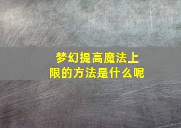 梦幻提高魔法上限的方法是什么呢