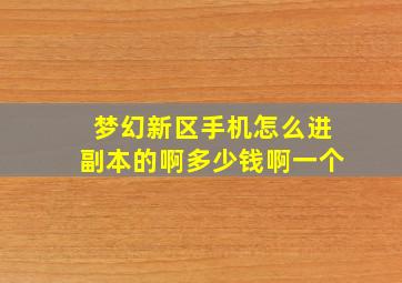 梦幻新区手机怎么进副本的啊多少钱啊一个