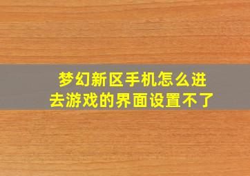 梦幻新区手机怎么进去游戏的界面设置不了