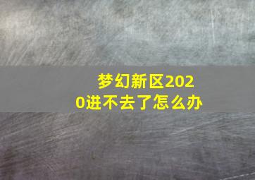 梦幻新区2020进不去了怎么办