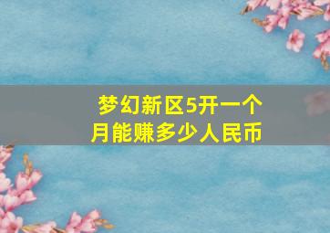 梦幻新区5开一个月能赚多少人民币