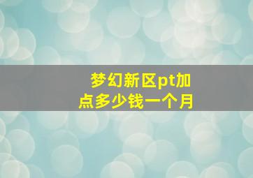 梦幻新区pt加点多少钱一个月