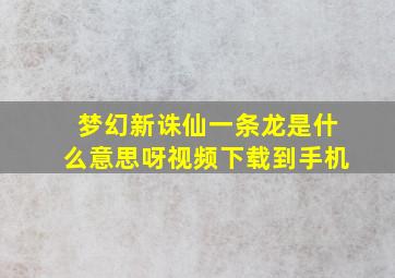 梦幻新诛仙一条龙是什么意思呀视频下载到手机