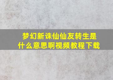 梦幻新诛仙仙友转生是什么意思啊视频教程下载