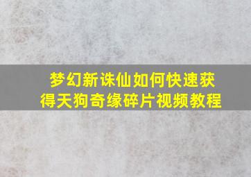 梦幻新诛仙如何快速获得天狗奇缘碎片视频教程