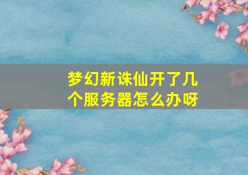 梦幻新诛仙开了几个服务器怎么办呀