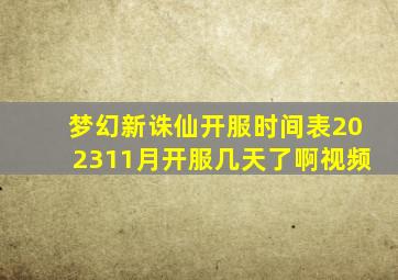 梦幻新诛仙开服时间表202311月开服几天了啊视频