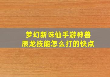 梦幻新诛仙手游神兽辰龙技能怎么打的快点