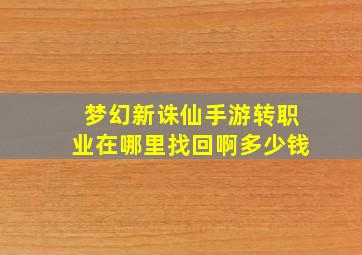 梦幻新诛仙手游转职业在哪里找回啊多少钱