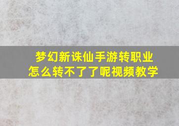 梦幻新诛仙手游转职业怎么转不了了呢视频教学