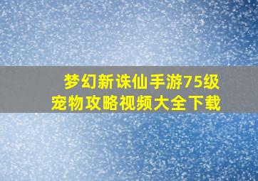 梦幻新诛仙手游75级宠物攻略视频大全下载