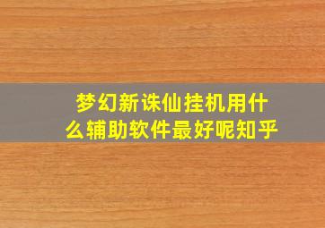 梦幻新诛仙挂机用什么辅助软件最好呢知乎