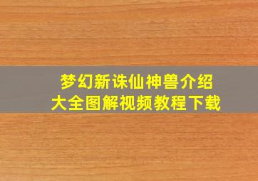 梦幻新诛仙神兽介绍大全图解视频教程下载