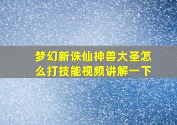 梦幻新诛仙神兽大圣怎么打技能视频讲解一下