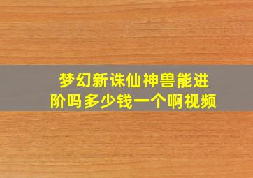 梦幻新诛仙神兽能进阶吗多少钱一个啊视频