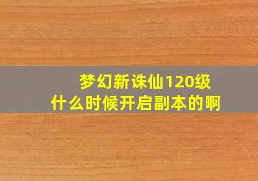 梦幻新诛仙120级什么时候开启副本的啊