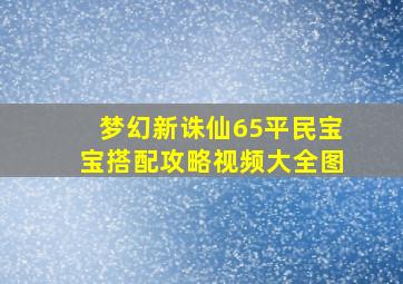 梦幻新诛仙65平民宝宝搭配攻略视频大全图