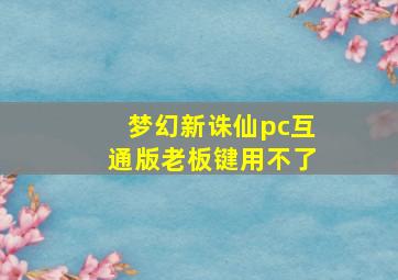 梦幻新诛仙pc互通版老板键用不了