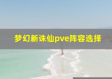 梦幻新诛仙pve阵容选择