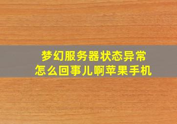 梦幻服务器状态异常怎么回事儿啊苹果手机