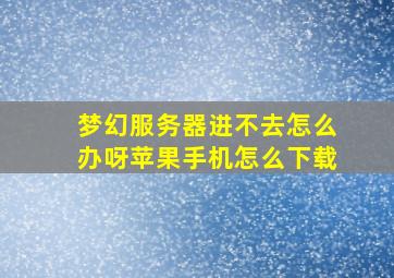 梦幻服务器进不去怎么办呀苹果手机怎么下载