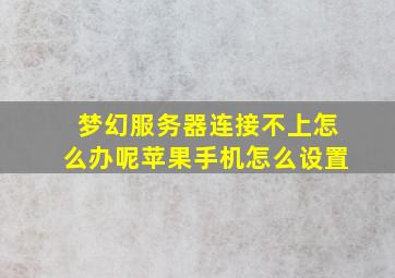 梦幻服务器连接不上怎么办呢苹果手机怎么设置