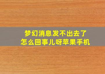 梦幻消息发不出去了怎么回事儿呀苹果手机