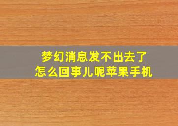 梦幻消息发不出去了怎么回事儿呢苹果手机