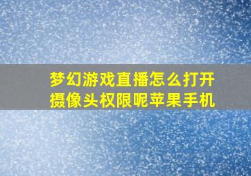 梦幻游戏直播怎么打开摄像头权限呢苹果手机