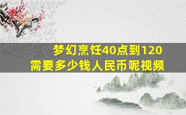 梦幻烹饪40点到120需要多少钱人民币呢视频