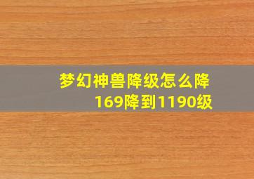 梦幻神兽降级怎么降169降到1190级