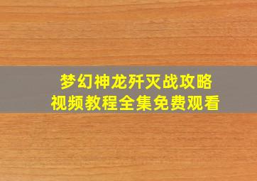 梦幻神龙歼灭战攻略视频教程全集免费观看