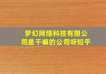 梦幻网络科技有限公司是干嘛的公司呀知乎