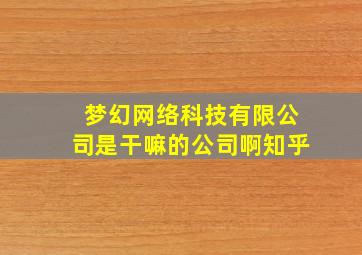 梦幻网络科技有限公司是干嘛的公司啊知乎