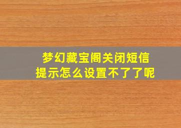 梦幻藏宝阁关闭短信提示怎么设置不了了呢