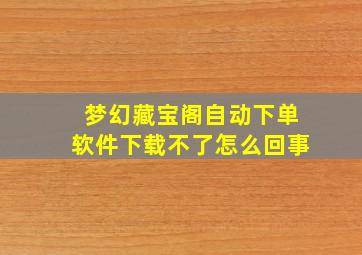 梦幻藏宝阁自动下单软件下载不了怎么回事