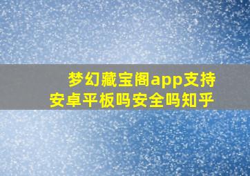 梦幻藏宝阁app支持安卓平板吗安全吗知乎