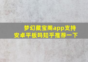 梦幻藏宝阁app支持安卓平板吗知乎推荐一下