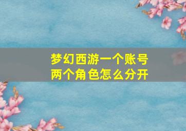 梦幻西游一个账号两个角色怎么分开