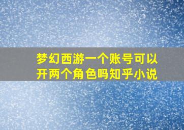 梦幻西游一个账号可以开两个角色吗知乎小说