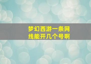 梦幻西游一条网线能开几个号啊