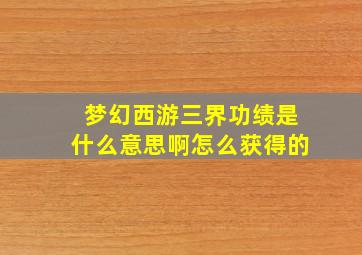 梦幻西游三界功绩是什么意思啊怎么获得的