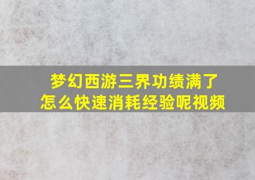 梦幻西游三界功绩满了怎么快速消耗经验呢视频